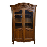 Large Provençal glass-fronted library in Louis XV style made of walnut – 20th century