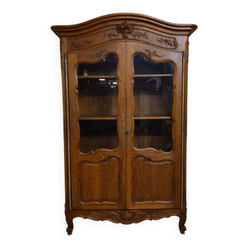 Bibliothèque Provençale vitrée de style Louis XV en noyer – XXᵉ siècle