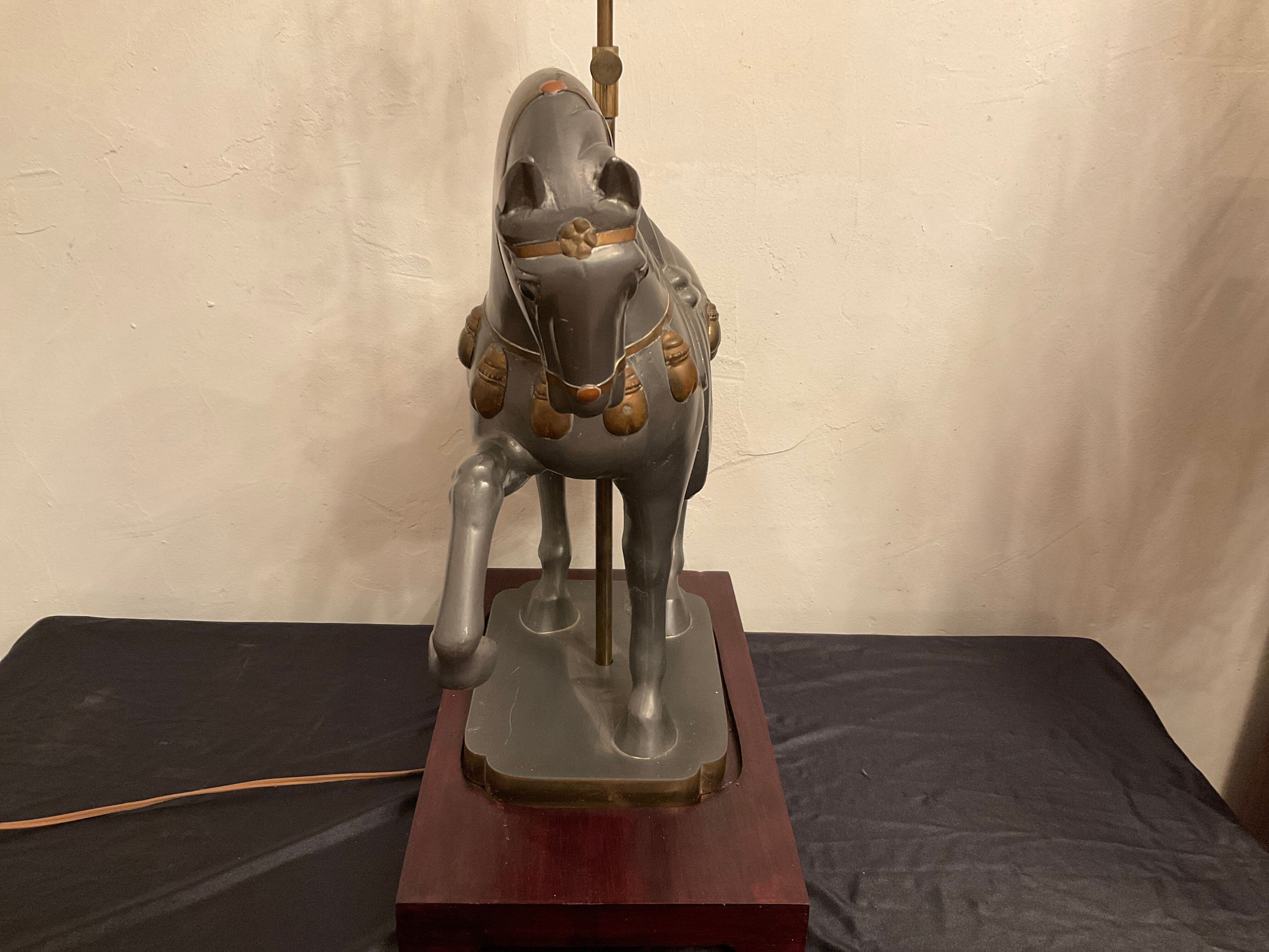 Large vintage horse plight in tin, H103 cm
