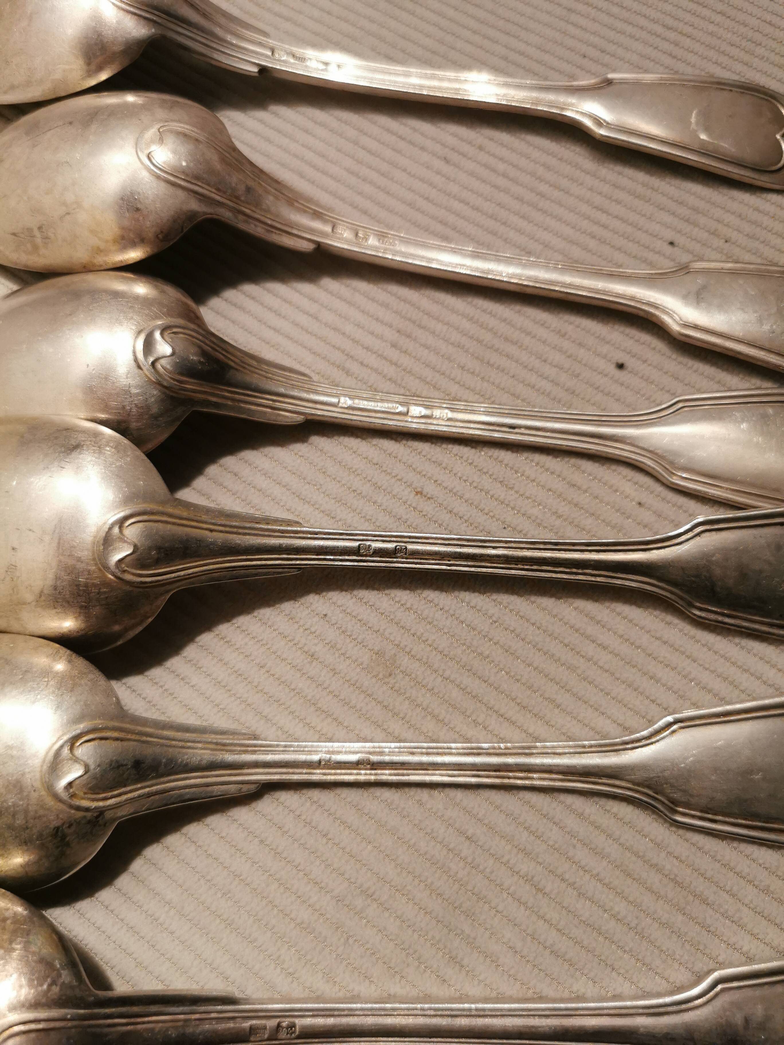 6 antique silver-plated metal spoons