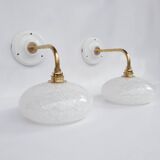 Speckled glass swan neck wall lights