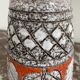 Vintage, vase, Fratelli Fanciullacci sgraffito, 50s, orange, leaf decoration, signed, numbered