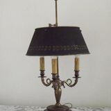 French Empire Bronze Bouillotte 3 Light Table Lamp Dark Green Shade 4229