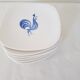 Set of 6 Longchamp dessert plates hand painted blue rooster