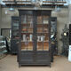 Former Library Showcase in solid oak and black patinated fir 1920