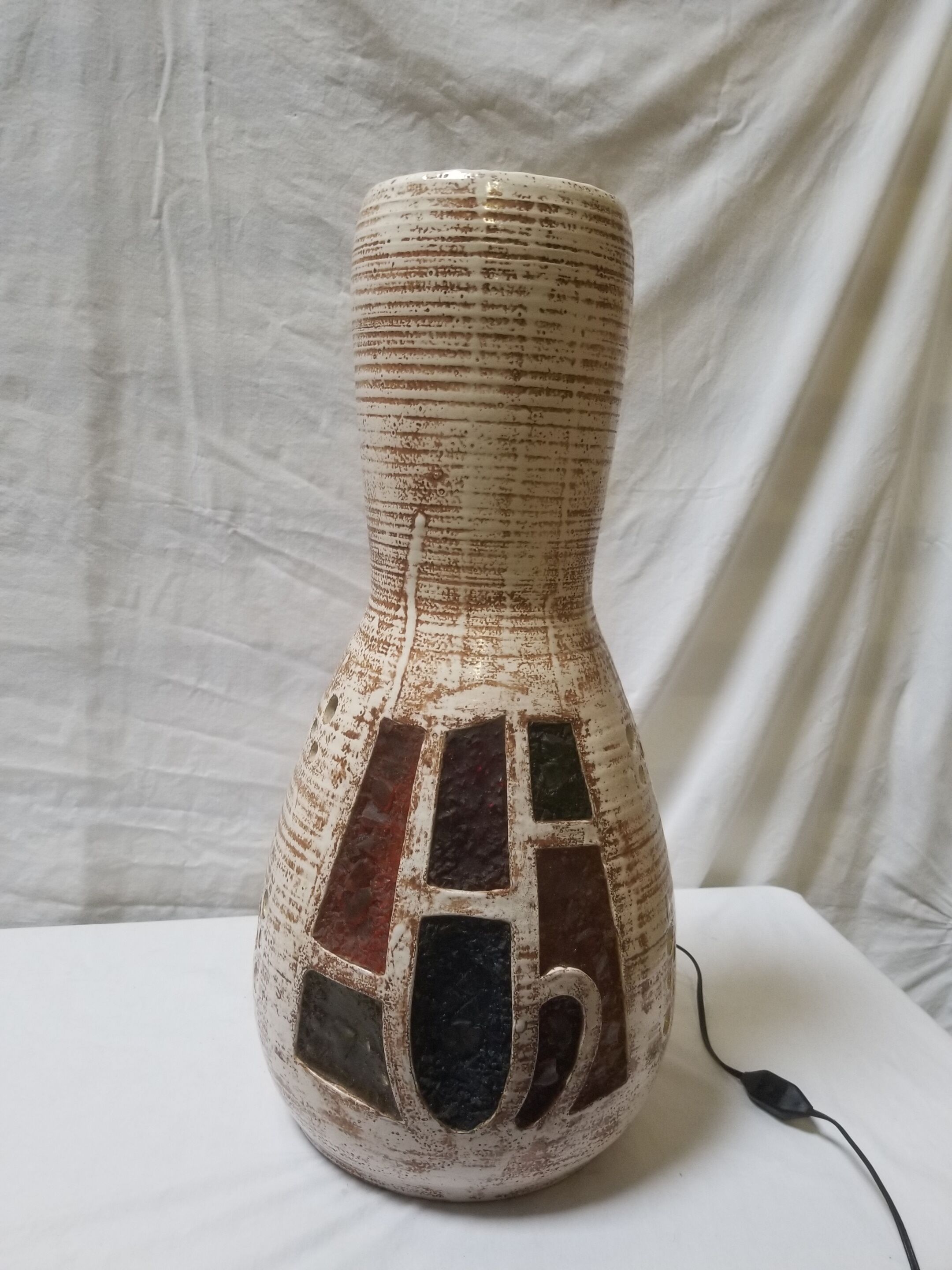 Vintage vase lamp in Accolay ceramic signed Armel - 60s/70s