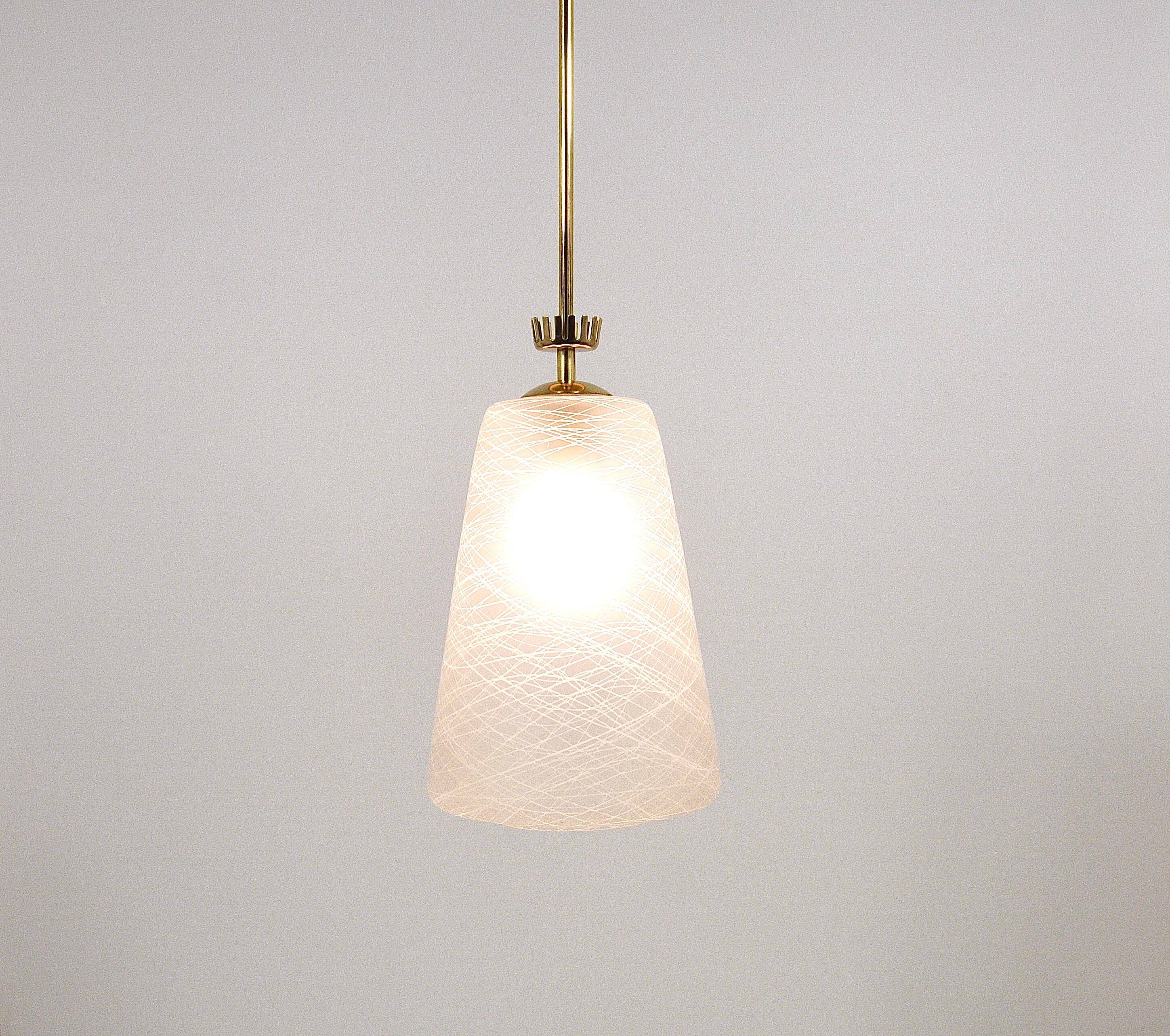 Brass Crown Pendant Light in Gio Ponti Style, Mid-Century, Italy, 1950s