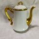 3-piece coffee service in Limoges porcelain – white and gilded