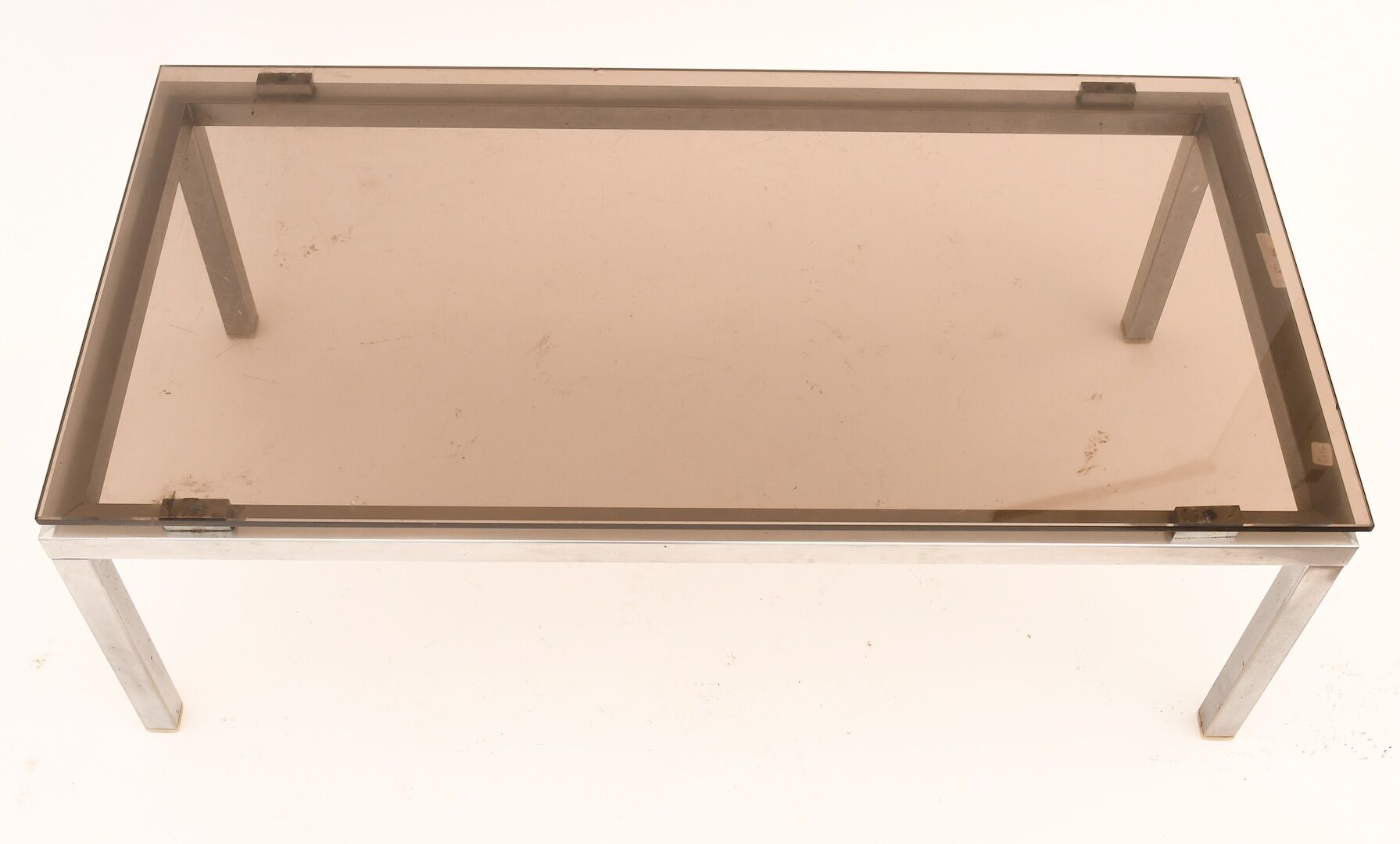 Chrome steel and glass coffee table