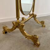 Old free-standing mirror in gilded brass in psychedelic neoclassical style Years 40 France