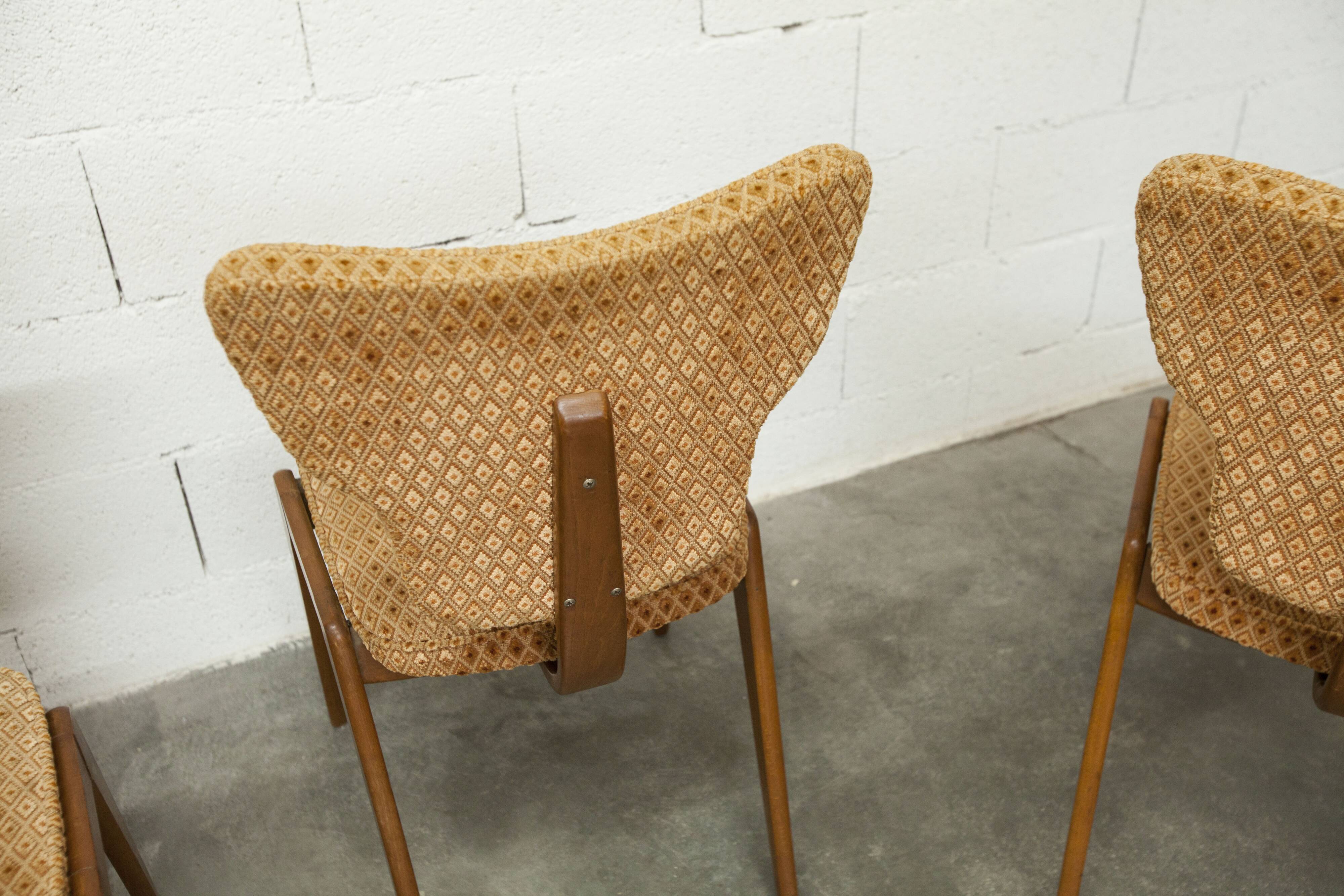 4 chairs and 2 Lounge armchairs by Roger Landault, ABC edition, 1950.