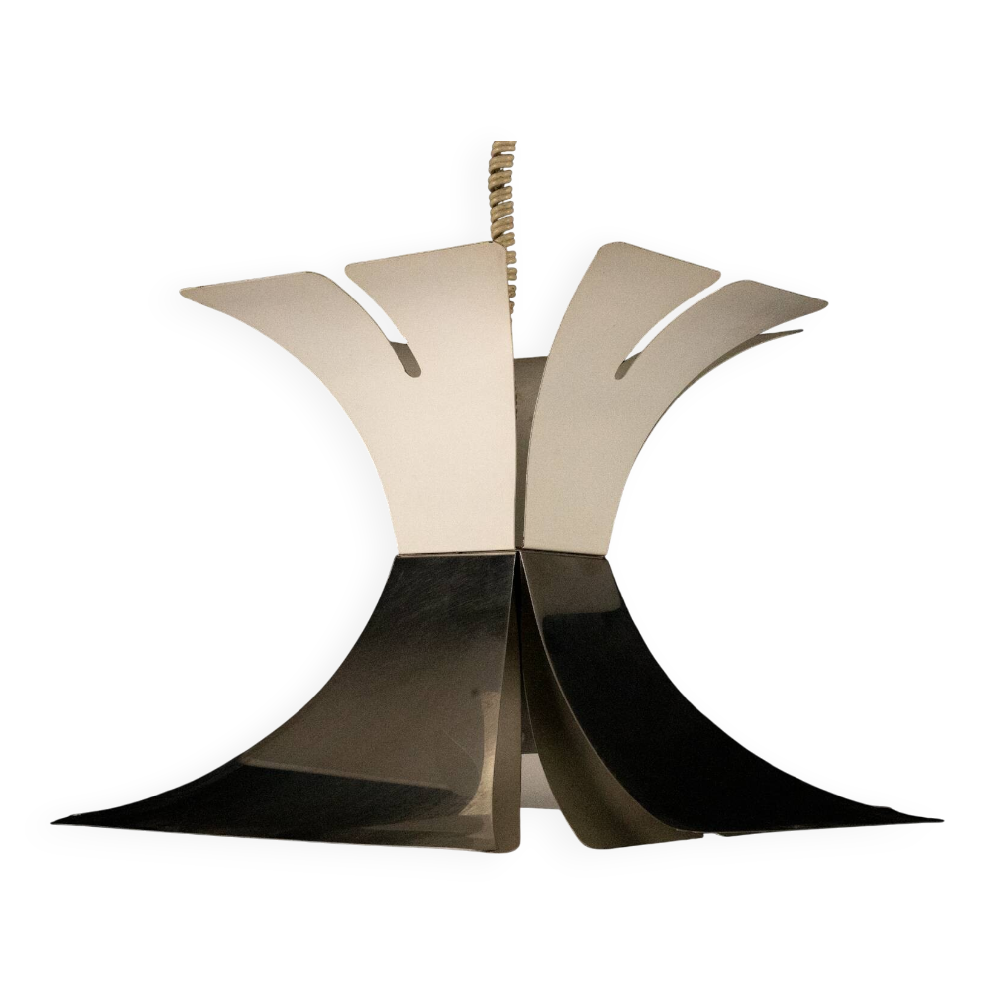 1970s Goffredo Reggiani Style Lacquer & Chrome Chandelier