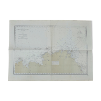 Ancient marine map of Lle island de Batz to the island of Brehat
