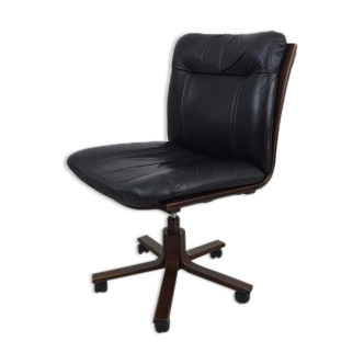 Vintage 1970s leather office armchair Scandinavian design