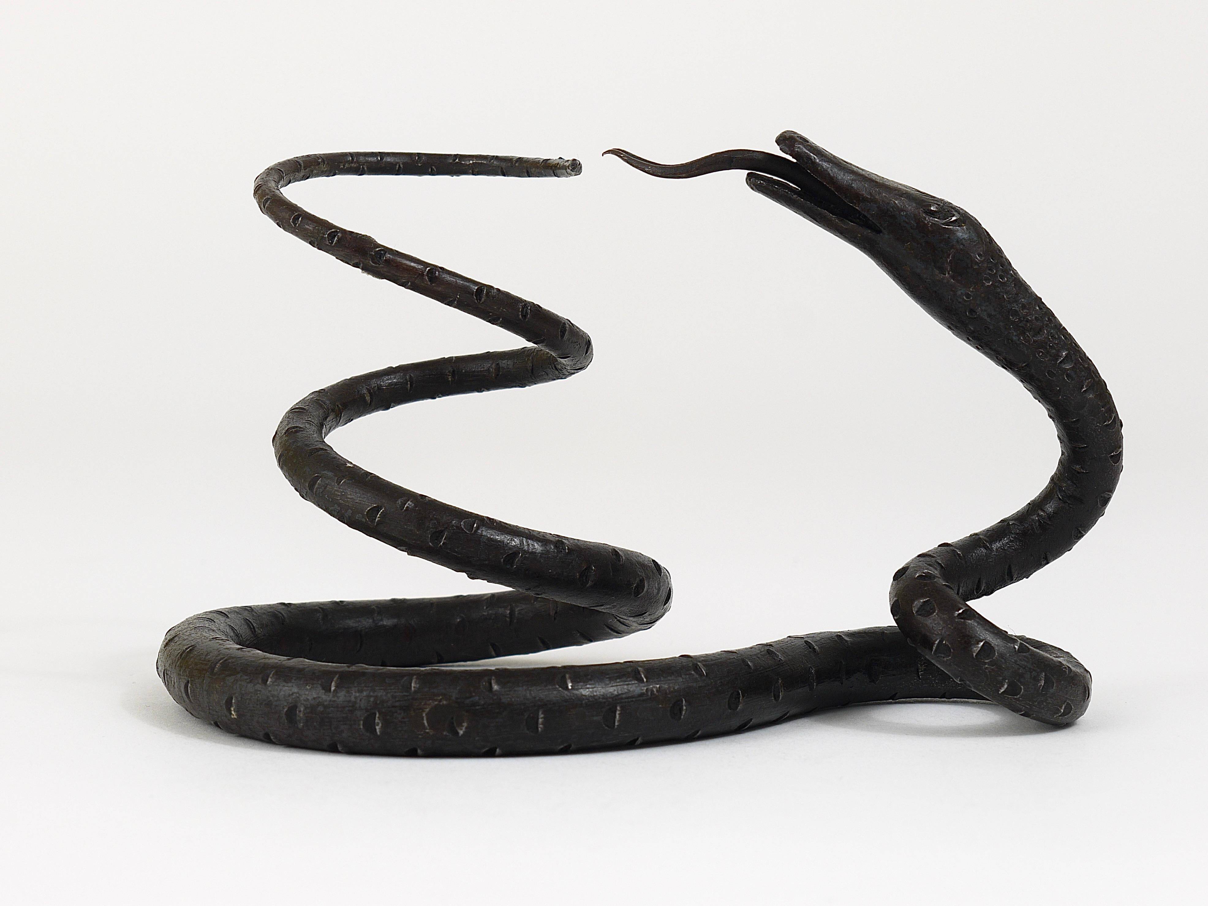 Sculpture of a serpent or wrought iron serpent in the style of Edgar Brandt, Austria, 1920s.