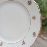 Assiettes à dessert x 7 porcelaine rétro 1920/50 à fleurs, CH-RENOU