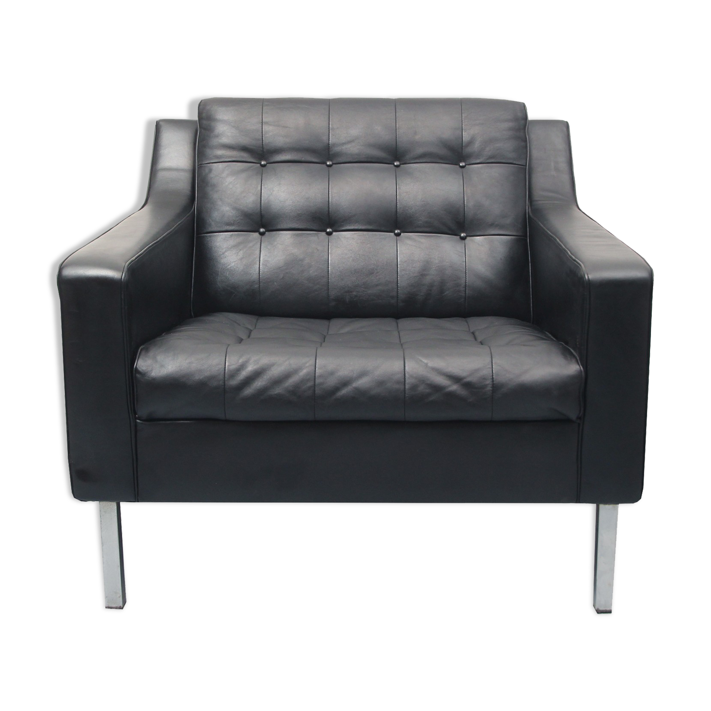 Fauteuil en cuir des années 1960 noir