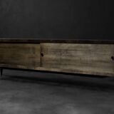 Buffet scandinave en frêne avec poignées en métal mat, style Mid-Century Modern, années 1960