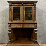 Cabinet vitrine sur console style Renaissance en chene massif vers 1850
