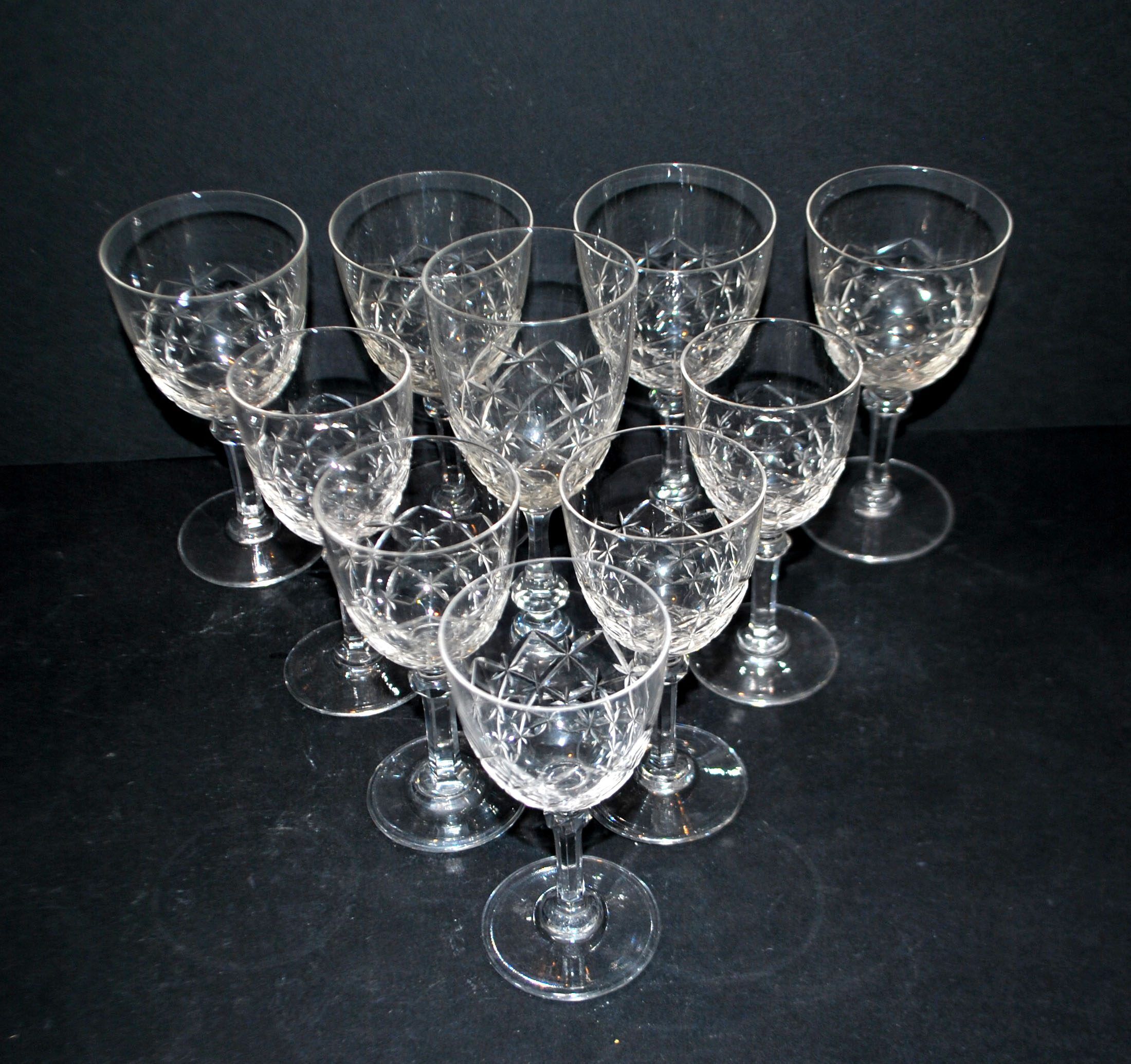 SAINT-LOUIS 10 stemmed glasses in cut crystal MASSENET Size 75