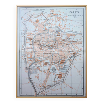 Imprimée en 1909, carte de Padoue (Padova), Vénétie, Italie.