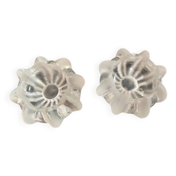 Lot de 2 bougeoirs réversibles en verre moulé