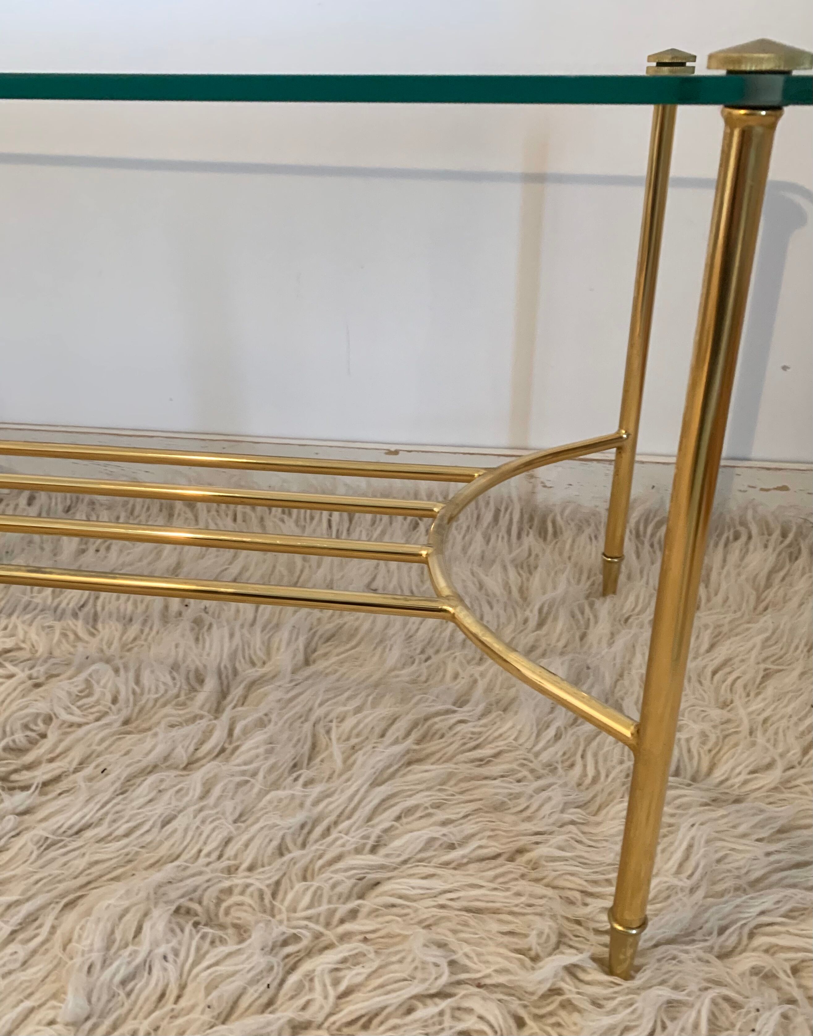 Table coffee glass and gold metal 1980