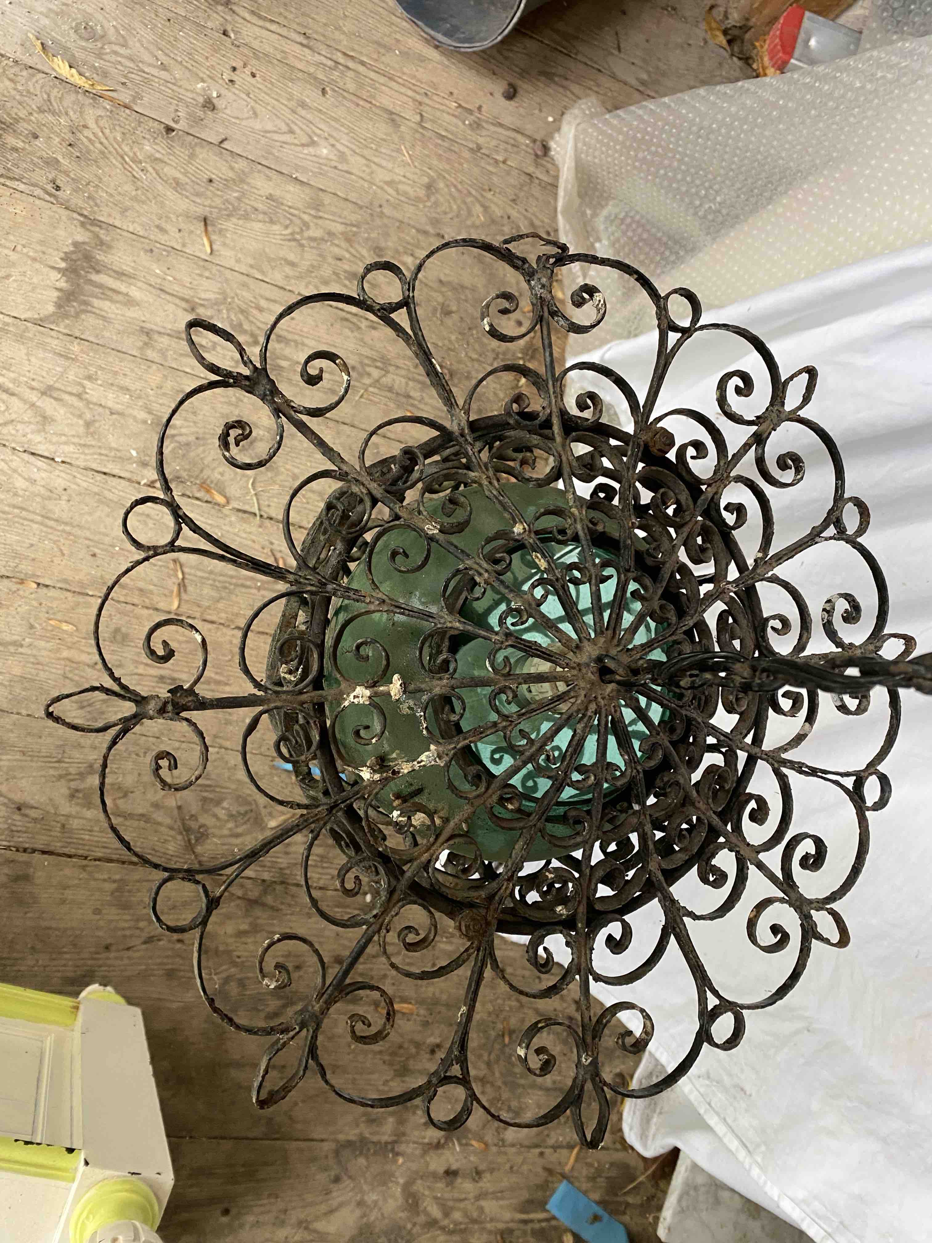 Wrought iron and glass lantern