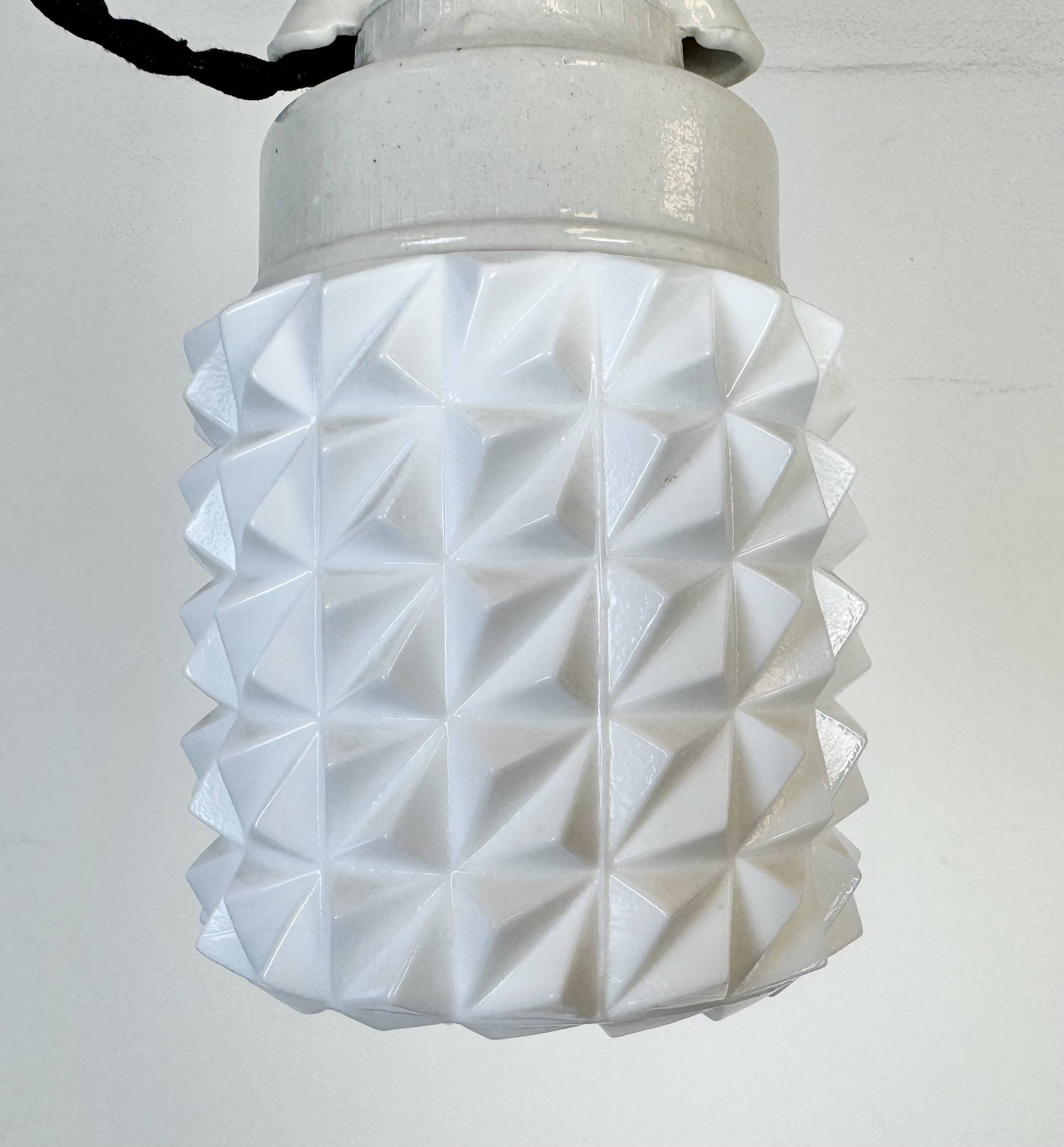 Vintage White Porcelain Pendant Light, 1970s