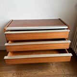 Commode 1960 bois Teck et alu par George Frydman pour EFA