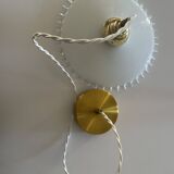 Vintage scalloped opaline glass and gold-tone metal pendant light