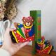 Vintage wooden bookends for kids, bear & books polychrome
