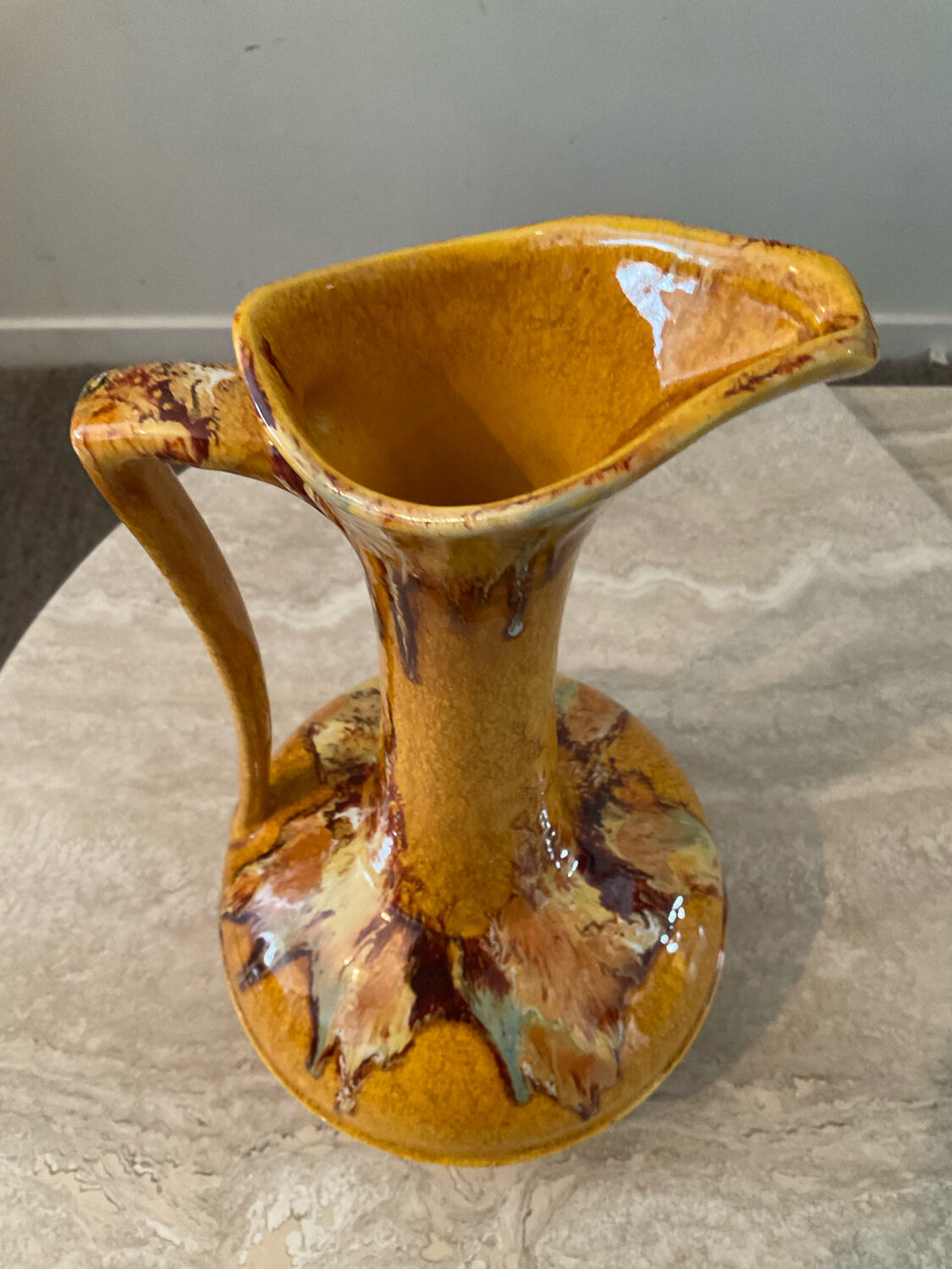 Vintage jug vase in glazed ceramic