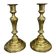 Pair of gilded bronze candlesticks from the Regency period, 18th century.