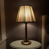 Brass lamp with pleated cap, 70s, Hollywood Regency