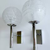 Pair of Murano Glass Chrome Wall Lights