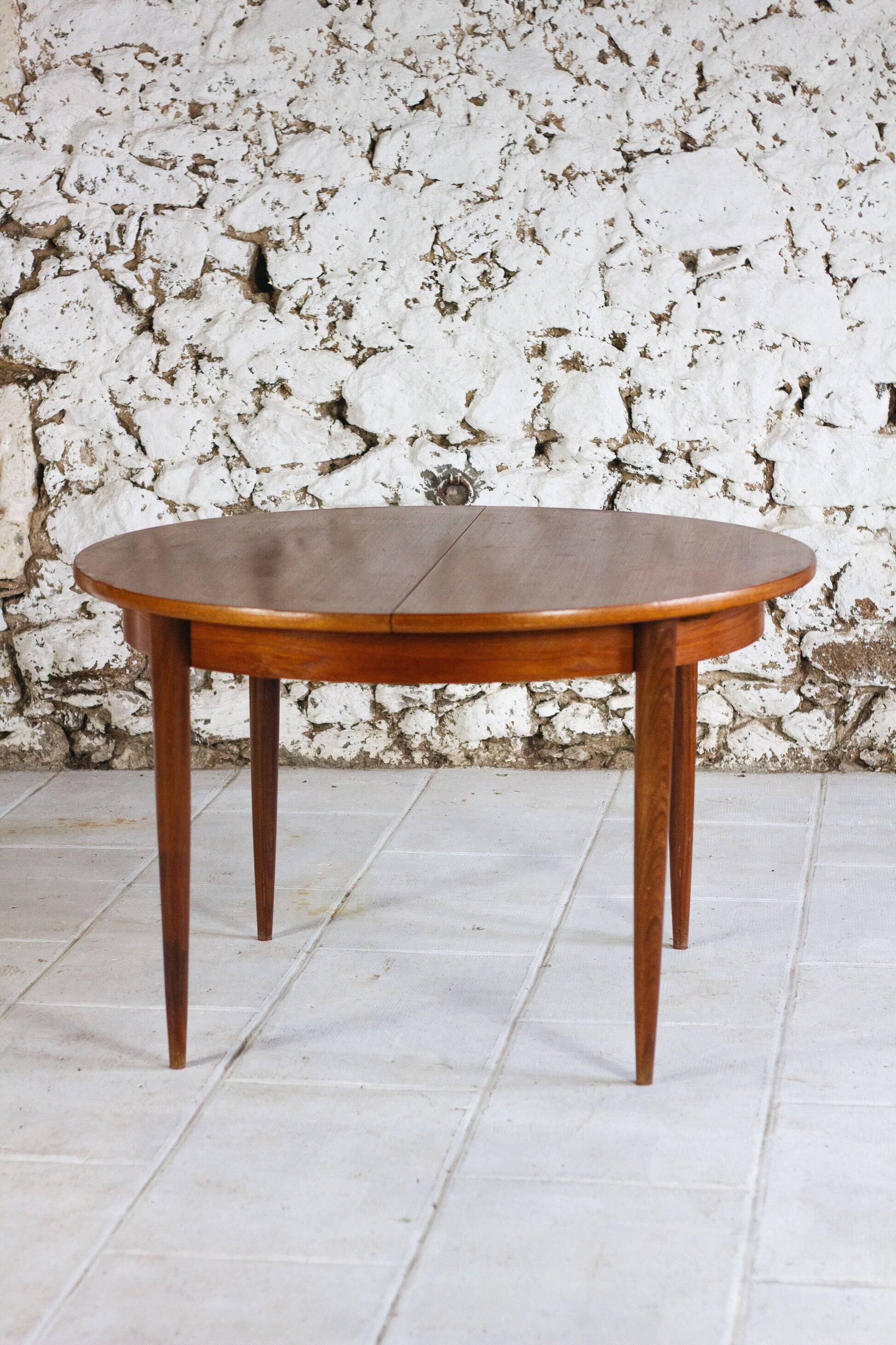 Vintage teak round table and 4 chairs, 1960