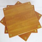 Vintage Teak & Brass Stacking Nest Of Tables Coffee Table By Georg Petersens  Denmark