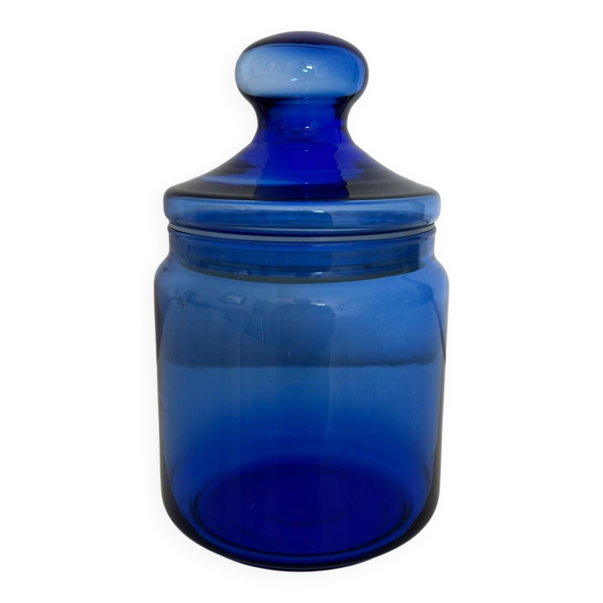 Sucrier en verre bleu