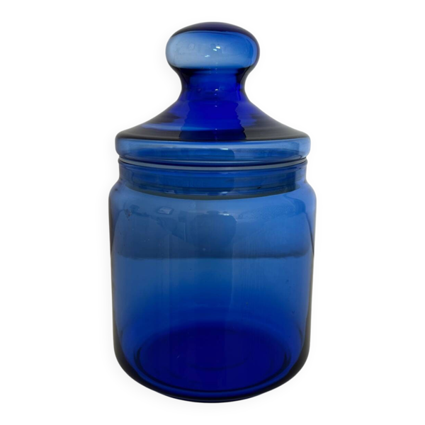 Sucrier en verre bleu