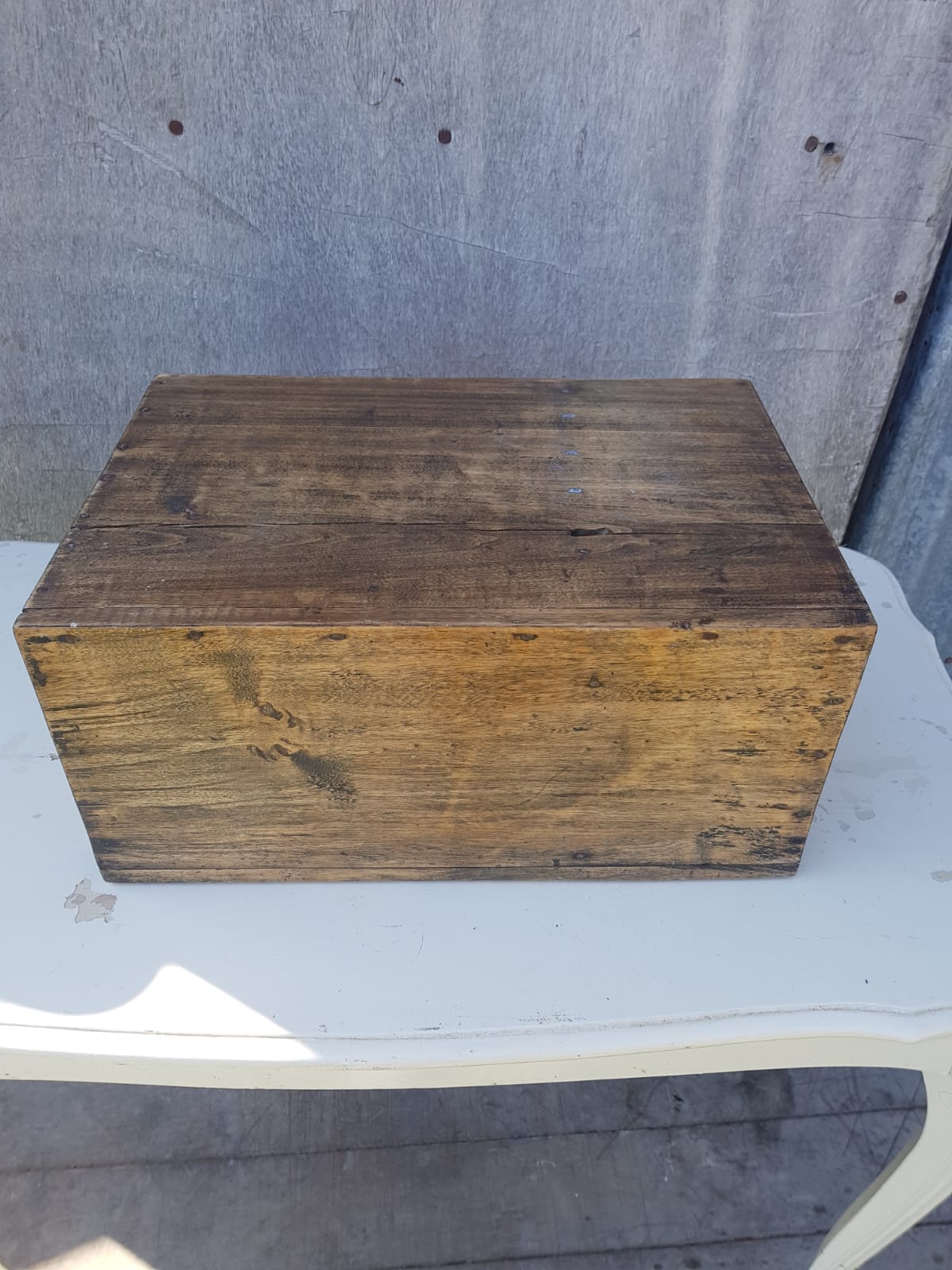 Old Malle Box Wood Storage - Vintage Key Clasp