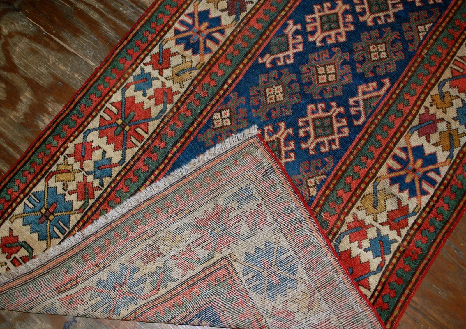 Handmade antique Armenian Gandzak rug 97cm x 244cm 1880s