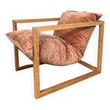 Fauteuil en bois et velours