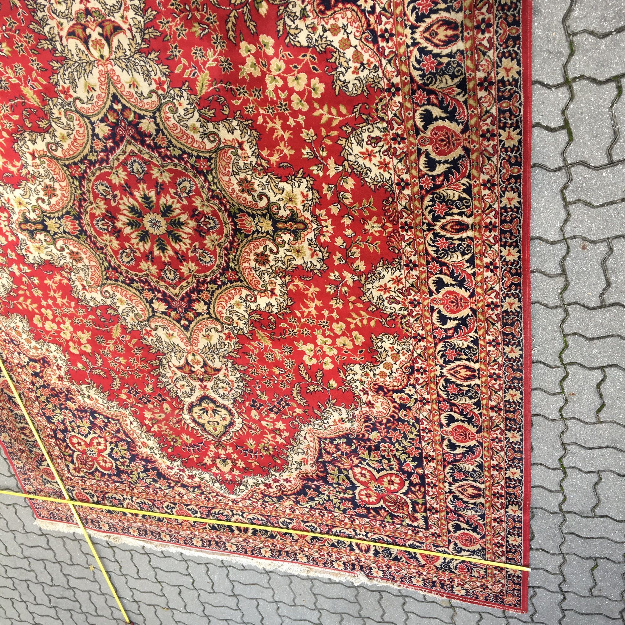 Vintage rug carpet 70s mid century Czechoslovakia red 253cm x 350cm