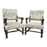 Pair of Renaissance style armchairs.