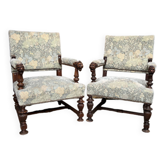 Pair of Renaissance style armchairs.