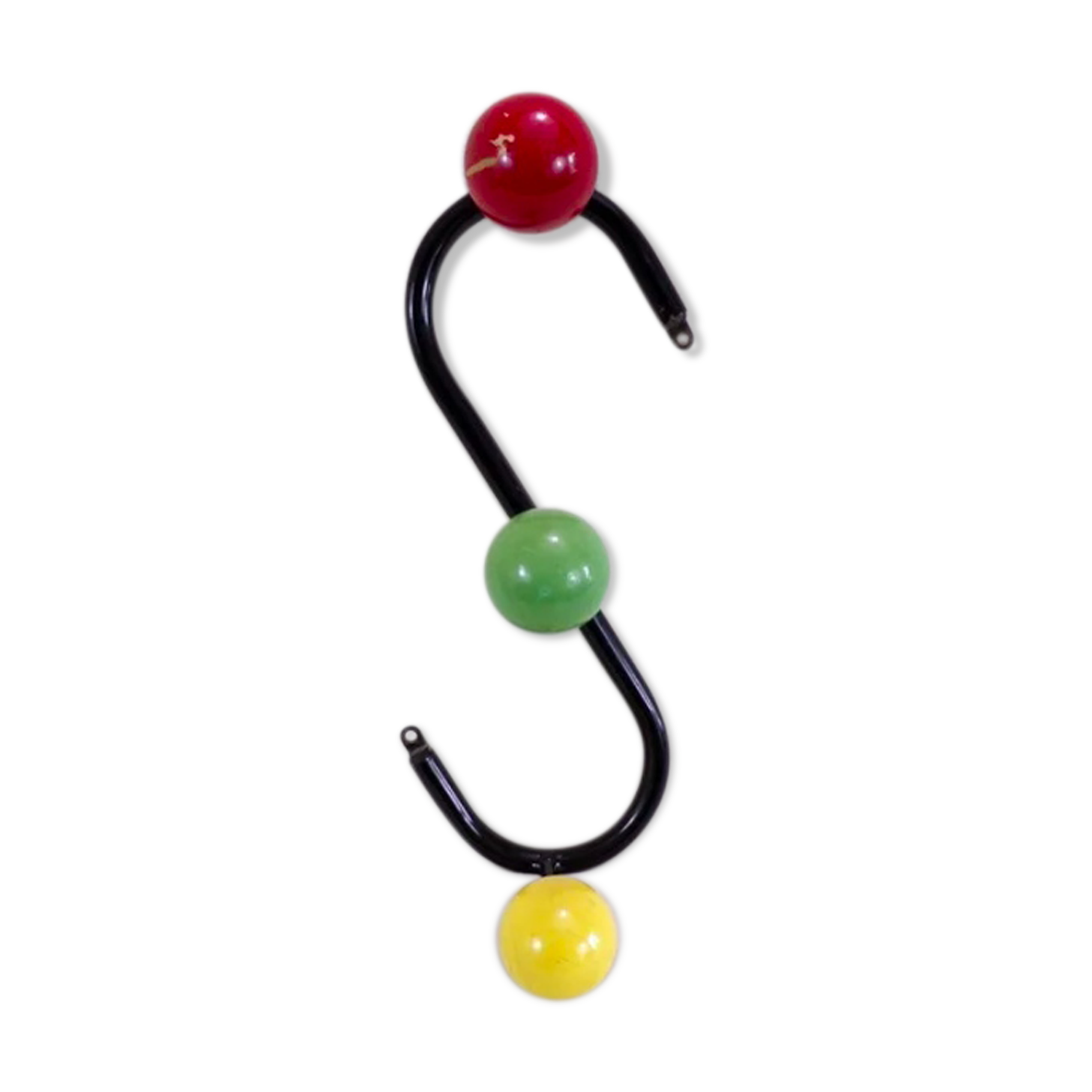 Coat rack vintage hook 50s rockabilly metal and wooden balls color red green yellow vintage France