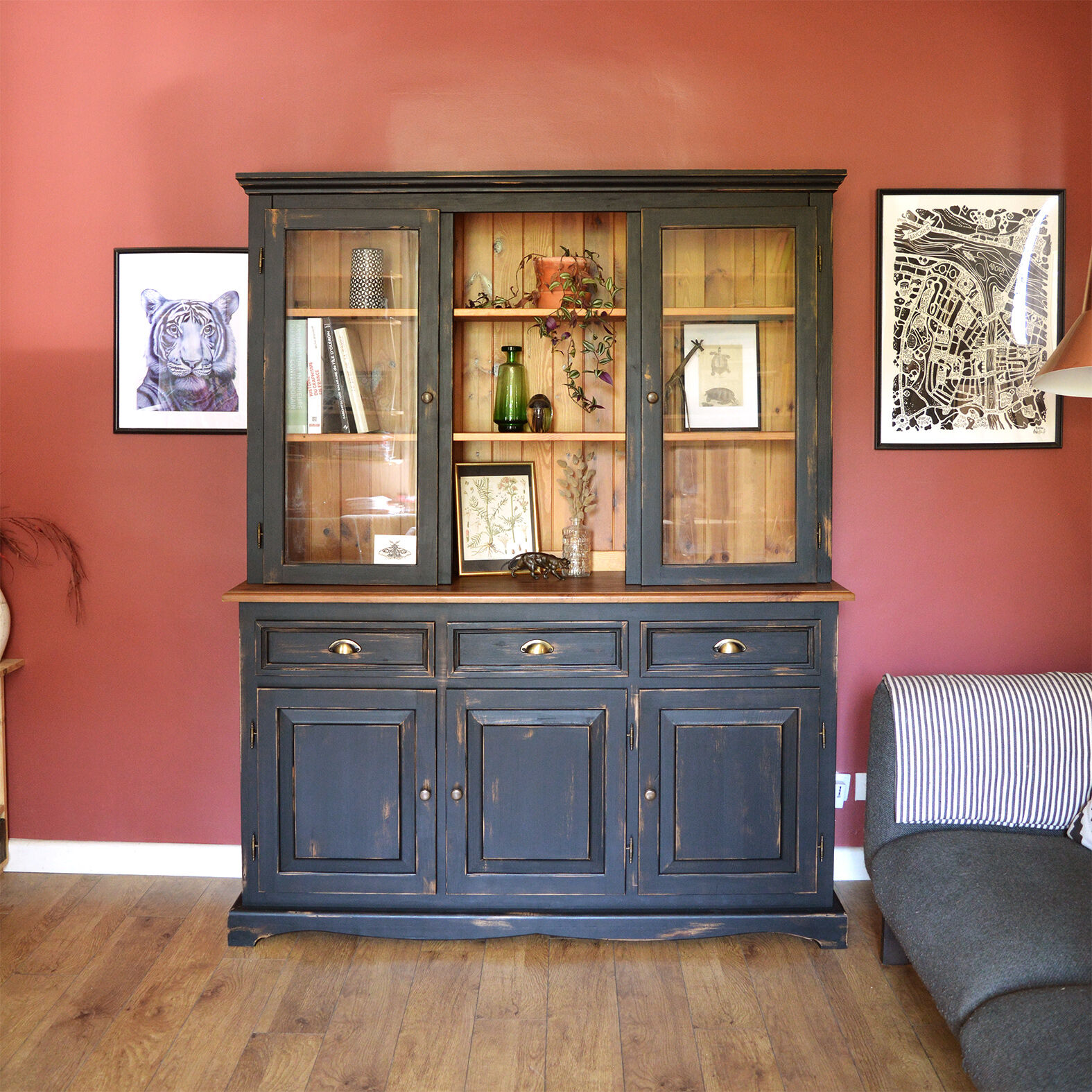 Patinated black cupboard