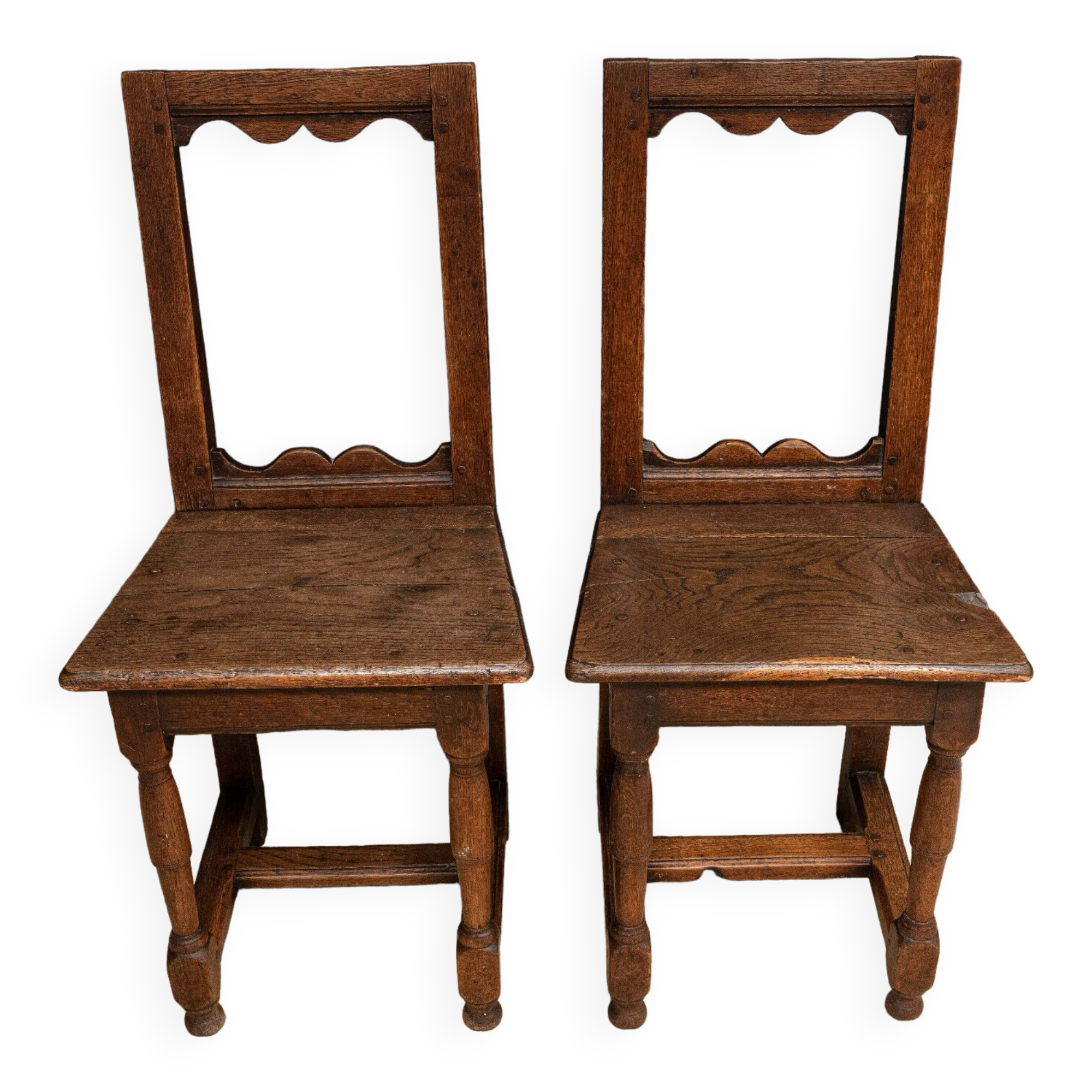 Pair of Lorraine chairs in oak late seventeenth early eighteenth