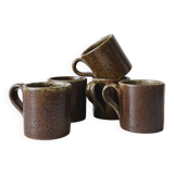 Artisanal pyrite-colored stoneware mugs